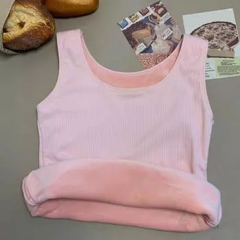 Yousheng Зимний женский терможилет бесшовный плюшевый с быстрой фиксацией температуры, круглый вырез, облегающий эластичный безрукавный внутренний костюм, майка