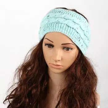 Yousheng Зимняя повязка на голову для женщин с пушистой флисовой подкладкой, утеплитель для ушей, толстая теплая вязаная крючком повязка на голову, однотонная вязаная повязка для волос розовый