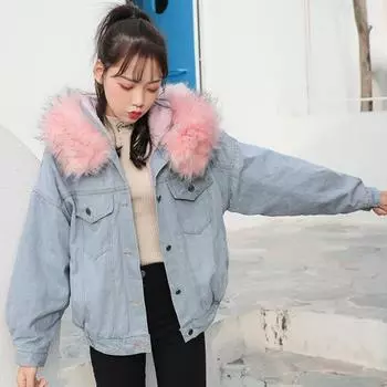 Yousheng зимняя женская куртка меховой капюшон утолщенный плюш длинные рукава карманы застежка на пуговицы карманы с клапаном пальто короткое ветрозащитное теплое пальто S белый