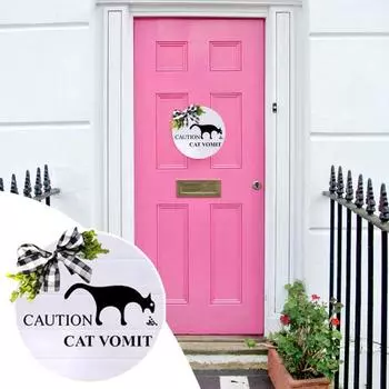 Yousheng Знак рвоты кошки, собаки, круглый деревянный приветственный знак, рвота кошки или собаки, силуэт, знак, украшение на крыльце, подарок для владельцев домашних животных Dog