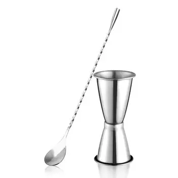 YOUSHY джиггер-стакан с мадлером, мерный стакан для виски, мерная барная ложка 26 см, мерный стакан, набор принадлежностей для бармена из нержавеющей стали, стакан