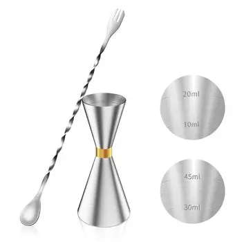 YOUSHY джиггер-стакан с выпускным стаканом для коктейлей, мерный стакан для виски, нержавеющая сталь, необходимые инструменты бармена (A02) серебряный