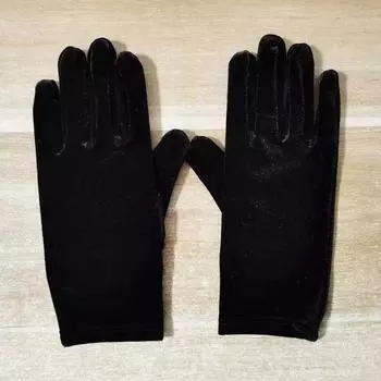 Youth Korean Style Velvet Black Pearl Five Finger Gloves Matching Dress Dress Performance Photography Photo Retro Monroe Fashion Black short One size