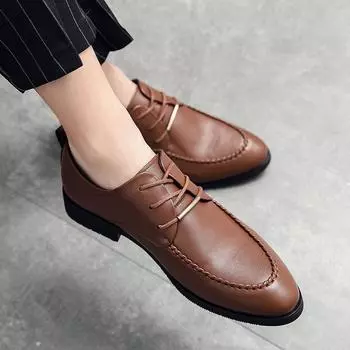 Youth non-slip and breathable trend fashionable outdoor men s shoes, new casual and lightweight men s leather shoes in summer 2025 38 чёрный
