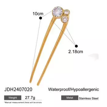Youthway Cubic Zirconia Glossy Metal Hair Clip Hair Jewelry For Women Stainless Steel Metal Hair Accessories Jewelry Gift