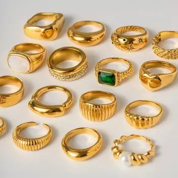 Youthway модное кольцо из нержавеющей стали с геометрическим рисунком позолоченное водонепроницаемое модное ювелирное изделие унисекс 2023 НОВИНКА 6