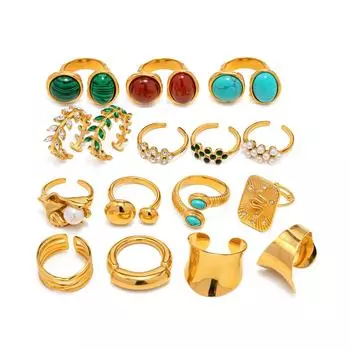 Youthway винтажное кольцо из нержавеющей стали с геометрическим PVD покрытием и натуральным камнем, модное модное кольцо, ювелирные изделия для женщин