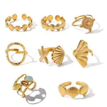 Youthway, высококачественные классические геометрические кольца из нержавеющей стали, антиаллергенные минималистичные европейские ювелирные изделия с 18-каратным PVD-покрытием