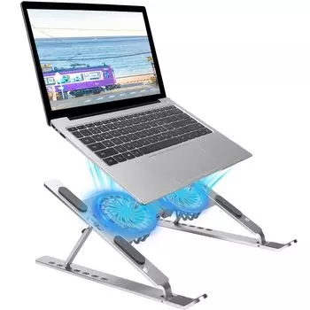 YOYEP Aluminum Quiet Laptop Cooling 7 Angle Variable Fan Adjustment Table, Settings, Airflow, 2-Speed