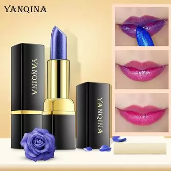 YQN Blue Rose Меняющая цвет губная помада Водонепроницаемая антипригарная чашка Невыцветающая губная помада 3.2g