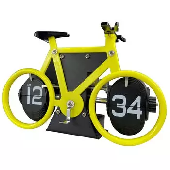YRO Настольные часы Перекидные часы Велосипед Стильные ретро хлопающие часы Интерьерный стол Гостиная Рождество Белый (Желтый текст)