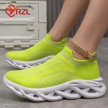 YRZL 2024 Новые женские кроссовки на плоской подошве с дышащей платформой, универсальные женские кроссовки с мягкой подошвой, нескользящие, для бега, спортивная обувь 36 оранжевый