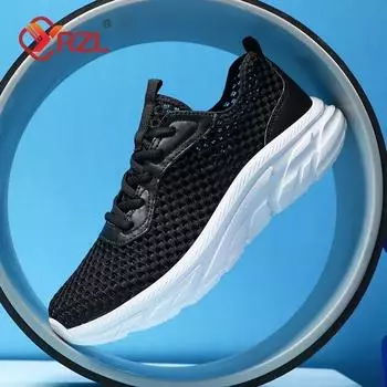 YRZL Белые кроссовки для бега, повседневные кроссовки для активного отдыха, дышащая сетчатая обувь для мужчин, легкие амортизирующие спортивные кроссовки 39 черный белый