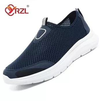 YRZL Casual Shoes Slip on Men Mesh Loafers Men s Lightweight Walking Shoes Outdoor Breathable Big Size 39-48 Driving Loafers Men 39 чёрный