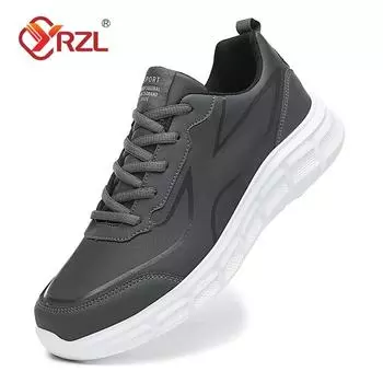 YRZL Casual Sneakers Male Comfortable Leisure Men Shoes Black Leather Students Walking Shoe Non-slip Lightweight Sports Footwear 39 черный белый