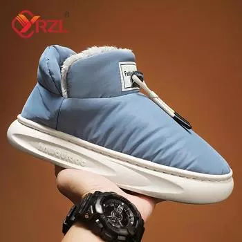 YRZL хлопковые тапочки мужские зимние пары для дома и улицы теплые плюшевые домашние туфли с каблуком мужские пушистые женские ботильоны на платформе 36-37 синий