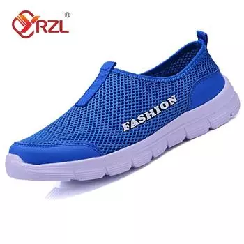YRZL Кроссовки для мужчин Повседневные кроссовки Синие сетчатые дышащие спортивные кроссовки для бега Повседневные высококачественные кроссовки для ходьбы на открытом воздухе для мужчин 35 светло-серый