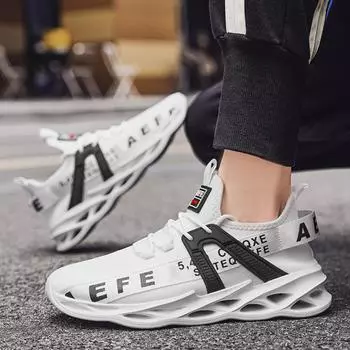 YRZL Men Casual Sneakers High Quality Breathable Running Shoes Lightweight Comfortable Outdoor Walking Shoes Lace Up Flats 40 белый