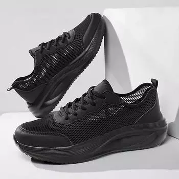 YRZL Men s Lightweight Breathable Mesh Casual Shoes Fashion Trend Walking Men Shoes Outdoor Wear Resistant Summer Sneakers 39 чёрный