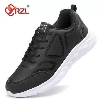 YRZL Men Vulcanize Shoes Black Waterproof Athletic Man Sneakers Wear-resistant Mens Walking Sport Shoes Comfortable Man Shoes 39 черный белый