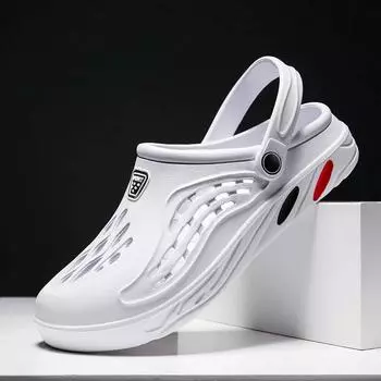 YRZL Модные мужские сабо Повседневные пляжные тапочки с дырками Уличная мужская садовая обувь Высококачественные летние мягкие сандалии для дома и ванной комнаты Шлепанцы 36 красный