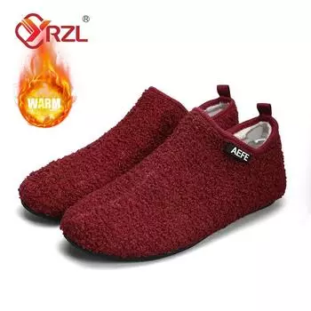 YRZL Мужские мокасины зимняя домашняя хлопковая обувь мужская теплая плюшевая обувь для дома повседневные тапочки мужские теплые пушистые туфли на плоской подошве 39 красный