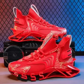 YRZL Мужские Повседневные Удобные Кроссовки для Мужчин Легкие Дышащие Беговые Кроссовки Нескользящие Тренировочные Кроссовки Спортивная Обувь 36 красный