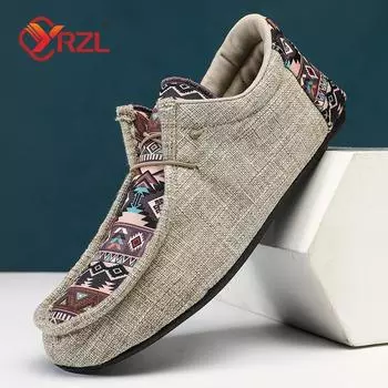 YRZL Высококачественные мужские парусиновые туфли, дышащие, удобные, для ходьбы на открытом воздухе, мягкие, классические мокасины для мужчин, обувь для спальни 36 светло-серый