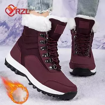 YRZL Winter Shoes Woman Warm Anti Slip Ankle Boots Plush Comfy Warm Outdoor Female Boots Women 2024 New Fur Platform Snow Boots 36 чёрный
