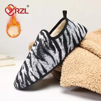 YRZL Women Cotton Shoes Winter Warm Women and Men Home Flat Cozy Casual Shoe Indoor Soft Sole Non Slip Slides Plush Wrap Slipper 36-37 коричневый