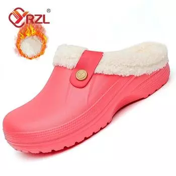 YRZL Women Winter Toe Wrap Warm Solid Color Cotton Slippers Thick Soft Sole Slides Couple Indoor Floor Flat Home Non-slip Shoes 35-36 черный белый