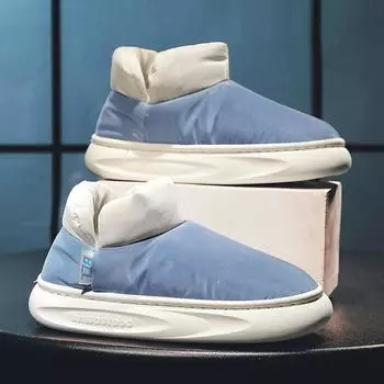 YRZL зимние женские хлопковые тапочки теплые домашние тапочки удобные зимние сапоги для женщин толстая парная обувь повседневная мужская обувь без застежек 36-37 синий