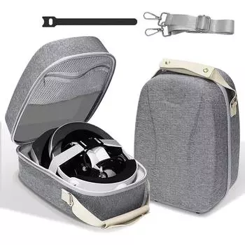 YS-P5168 Жесткий чехол для игровой гарнитуры PlayStationVR2 All-in-One VR и сенсорного контроллера, портативный дорожный чехол для хранения с плечевым ремнем (PSVR2) 23.1*17.3*34.8cm серый