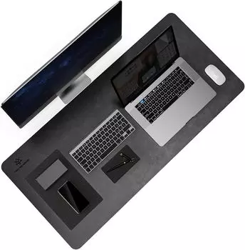 YSAGi Desk PU Office Desk Desk Super Oil Easy to PU Leather Desk Pad for Home Decorative Use Mat, Leather, Mat, Cover, Anti-Slip Design, Waterproof, чёрный