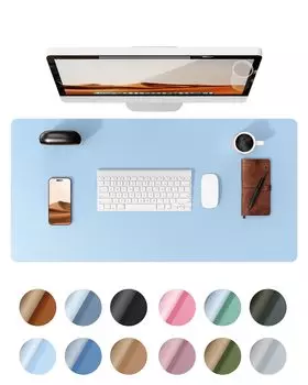 YSAGi Настольный коврик из кожи, большой коврик для мыши, настольная промокашка из искусственной кожи, коврик для ноутбука, водонепроницаемый настольный блокнот, нескользящий, для офиса/дома (белый