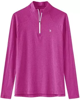 [YSENTO] Длинная футболка, женская спортивная футболка, футболка для фитнеса, футболка с длинным рукавом, полузастежка-молния, одежда для гольфа, для бега, треккинга, быстросохнущая футболка, 03