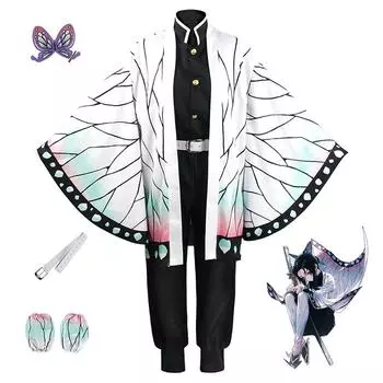 Ysir аниме Demon Slayer Kimetsu No Yaiba Kochou Shinobu Косплей Костюм Парик Набор Кимоно Униформа Хэллоуин Аниме Костюмы для Взрослых Детей 110 белый