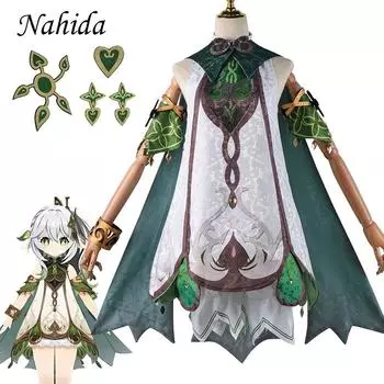 Ysir Grass God Nahida Cos игра с вышивкой аниме одежда женский комплект для косплея L зелёный
