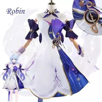 Ysir Honkai Impact Robin Cos Костюмы Игра Аниме Робин играет полный набор женских костюмов XS синий