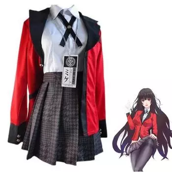 Ysir Kakegurui Jabami Yumeko Косплей Костюм Хэллоуин Саяка Игрок Аниме Школьница Плиссированная Юбка Униформа Полный Комплект XS красный