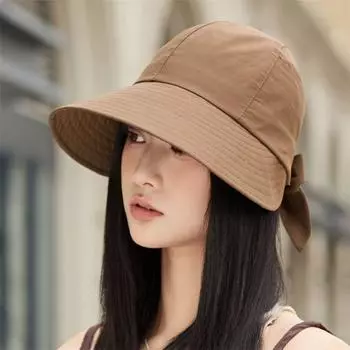 Yu Fisherman Cap Women s 2025 New Arrival Half Air Top High Ponytail Hat Face-Looking Small Cover Sun Protection Peaked Cap Curry