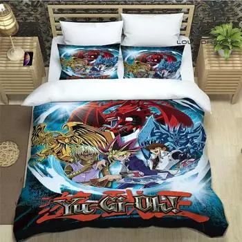 YU-GI-OH! Card Printed Bedding Sets exquisite bed supplies set duvet cover bed comforter set bedding set luxury birthday gift EU single(135x200cm)