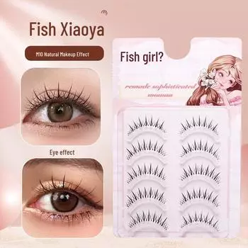 Yu Xiaoya M10 натуральные мультяшные накладные ресницы, прозрачный стержень, ленивый воздушный завиток, густая форма Five pairs