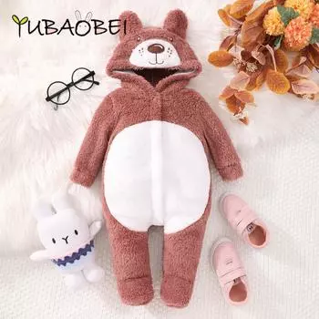 YUBAOBEI Детская одежда для младенцев Зимний детский костюм для новорожденных Длинные рукава комбинезоны для девочек и мальчиков комбинезон 0-3M серый