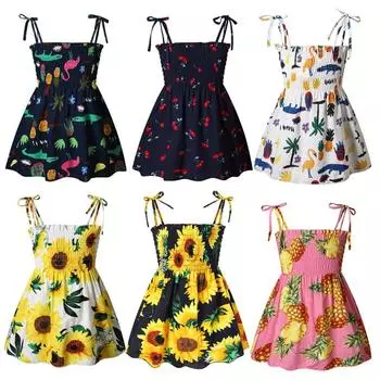 YUBAOBEI/летнее тонкое хлопковое пляжное платье с принтом для маленьких девочек, детские платья с цветочным принтом, одежда 130