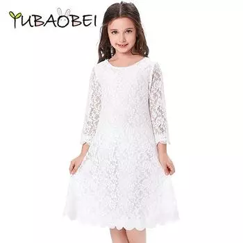 YUBAOBEI Необычное белое кружевное платье с цветочным узором для девочек Boho Рустикальные платья для первого причастия с рукавами 9M белый