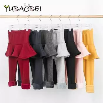 YUBAOBEI Штаны для маленьких девочек Детские леггинсы Осень-зима Тонкие/толстые хлопковые леггинсы двух толщин для девочек Юбка-брюки Юбка-брюки для девочек Юбки-торты Брюки 10 античный черный