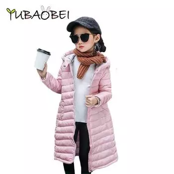 YUBAOBEI Тренчи для девочек, новая зимняя детская одежда, пальто, детская бархатная одежда с капюшоном и хлопковой подкладкой 4T чёрный