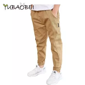 YUBAOBEI, весенне-осенние хлопковые штаны для мальчиков, хлопковые повседневные летние новые тонкие свободные бежевые штаны, детские брюки, одежда для подростков 4T темно-синий