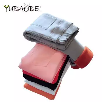 YUBAOBEI зимние леггинсы для девочек, зимние детские бархатные штаны, утепленные длинные брюки для детей, детские узкие брюки-карандаш 3T чёрный